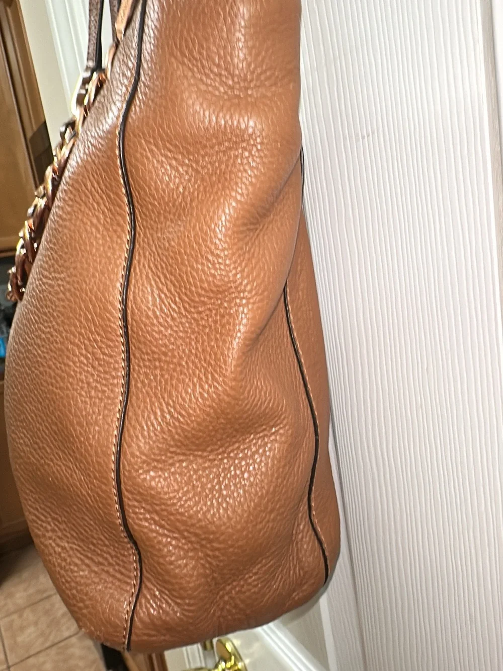 Michael Kors Harper Luggage Brown Leather Medium North South Tote. (Bags 21)
